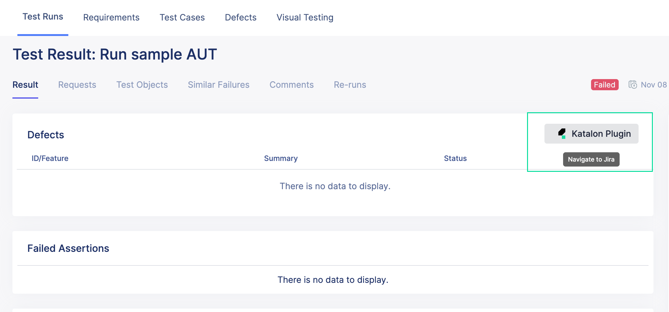 The Katalon Plugin button in Katalon TestOps.