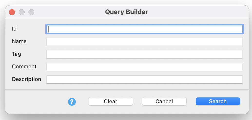 The query builder dialog