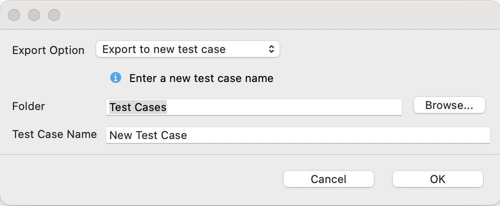 Export and save to new test case.