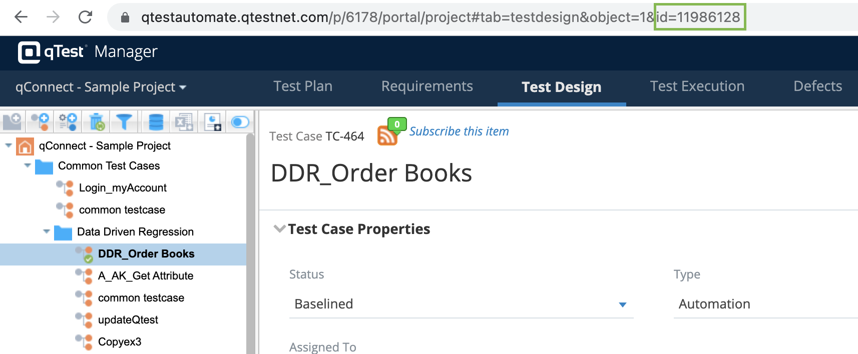 qTest test case ID