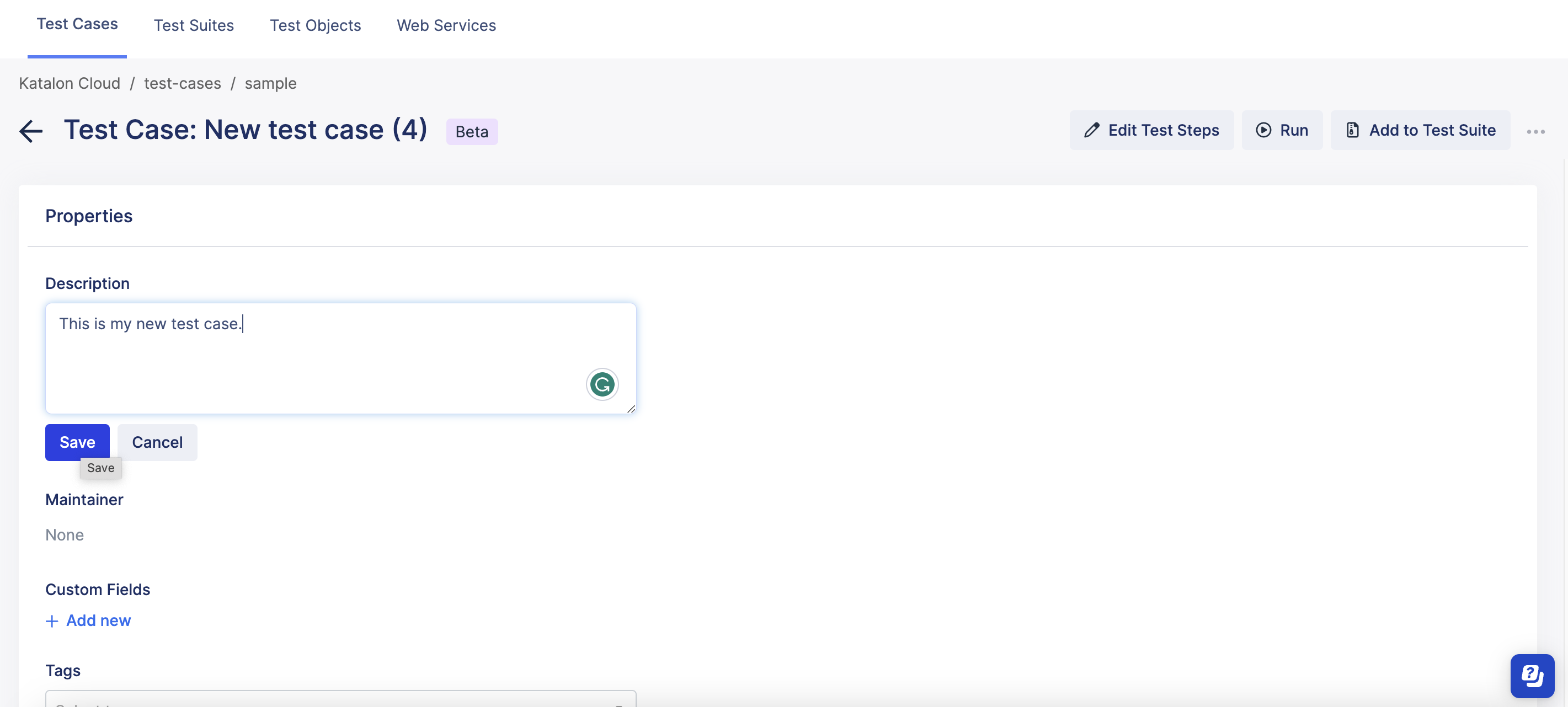 Edit your test case description.