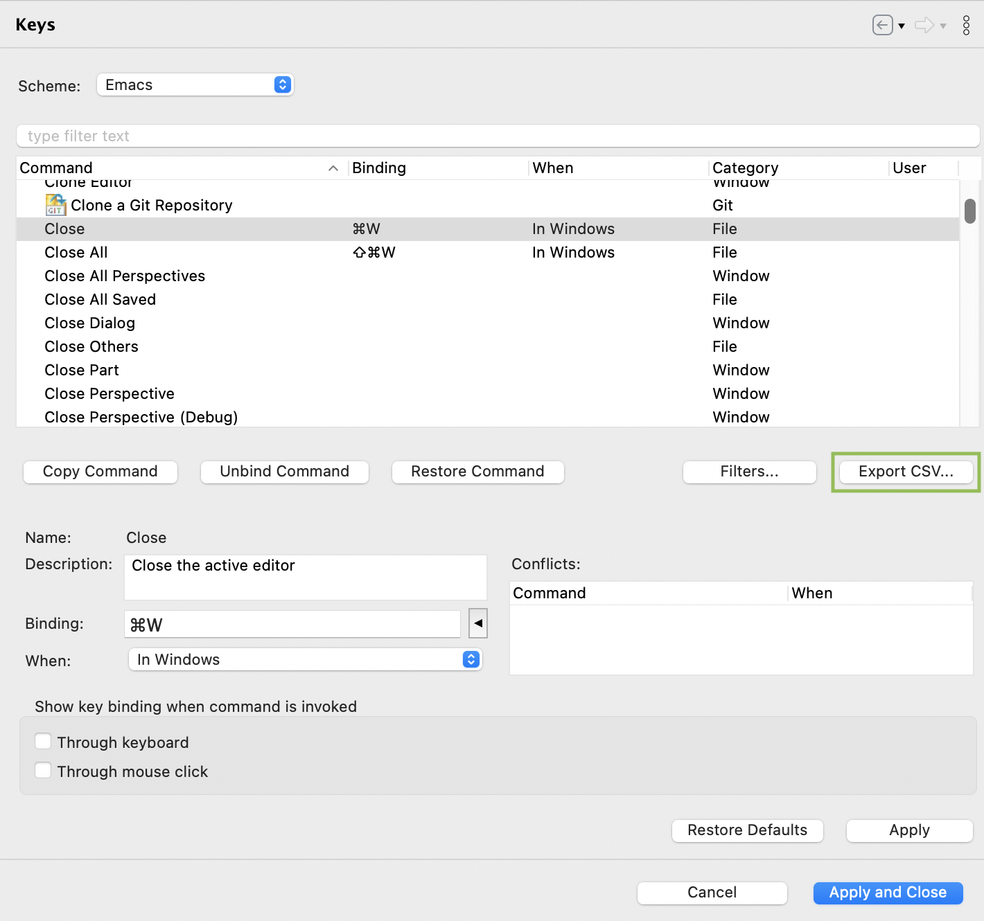 export CSV