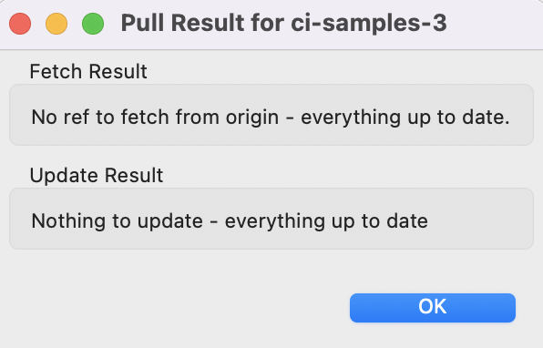 Pull result dialog