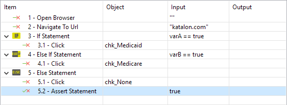 Assert statements steps