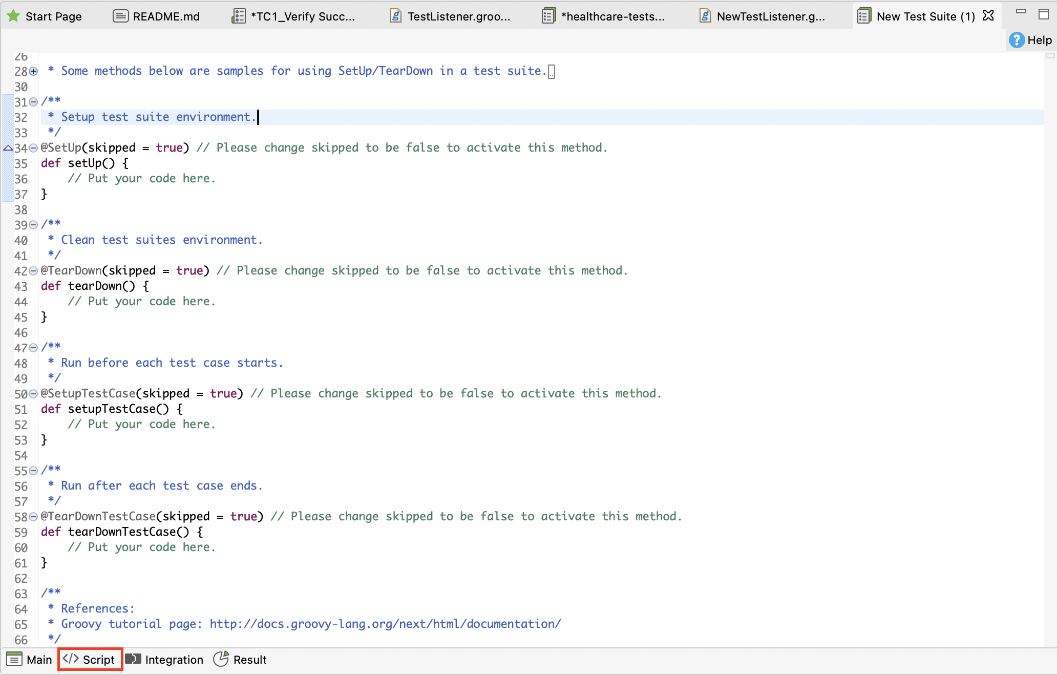 SetUp tearDown template