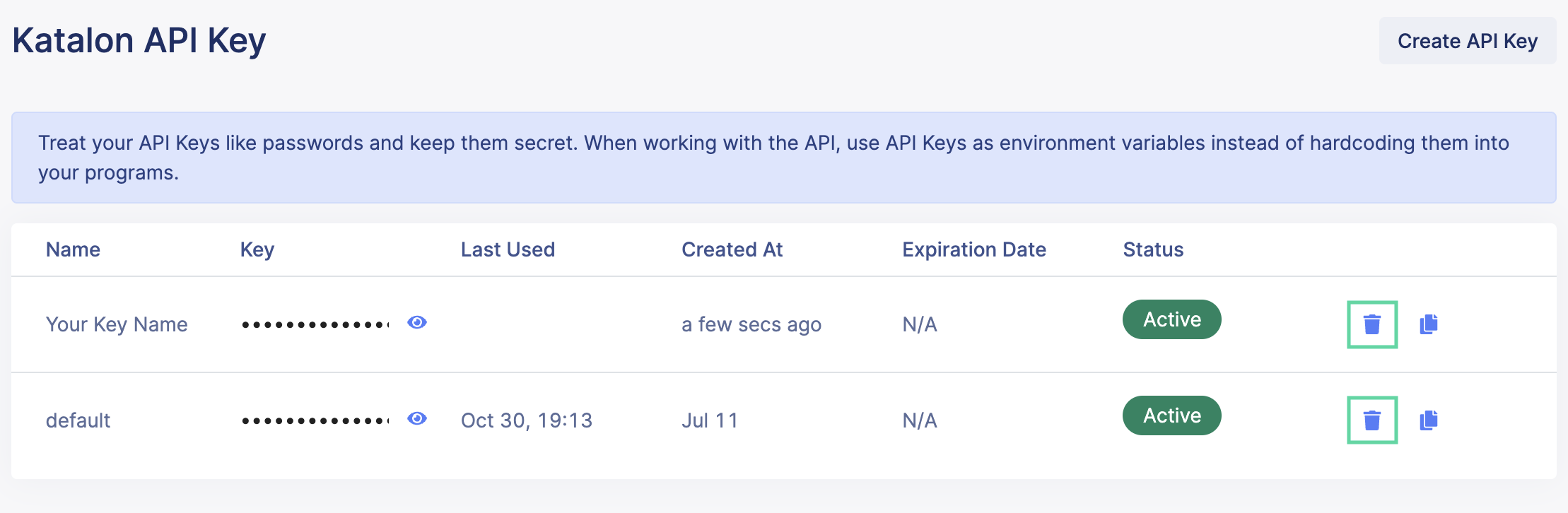 Remove an API Key