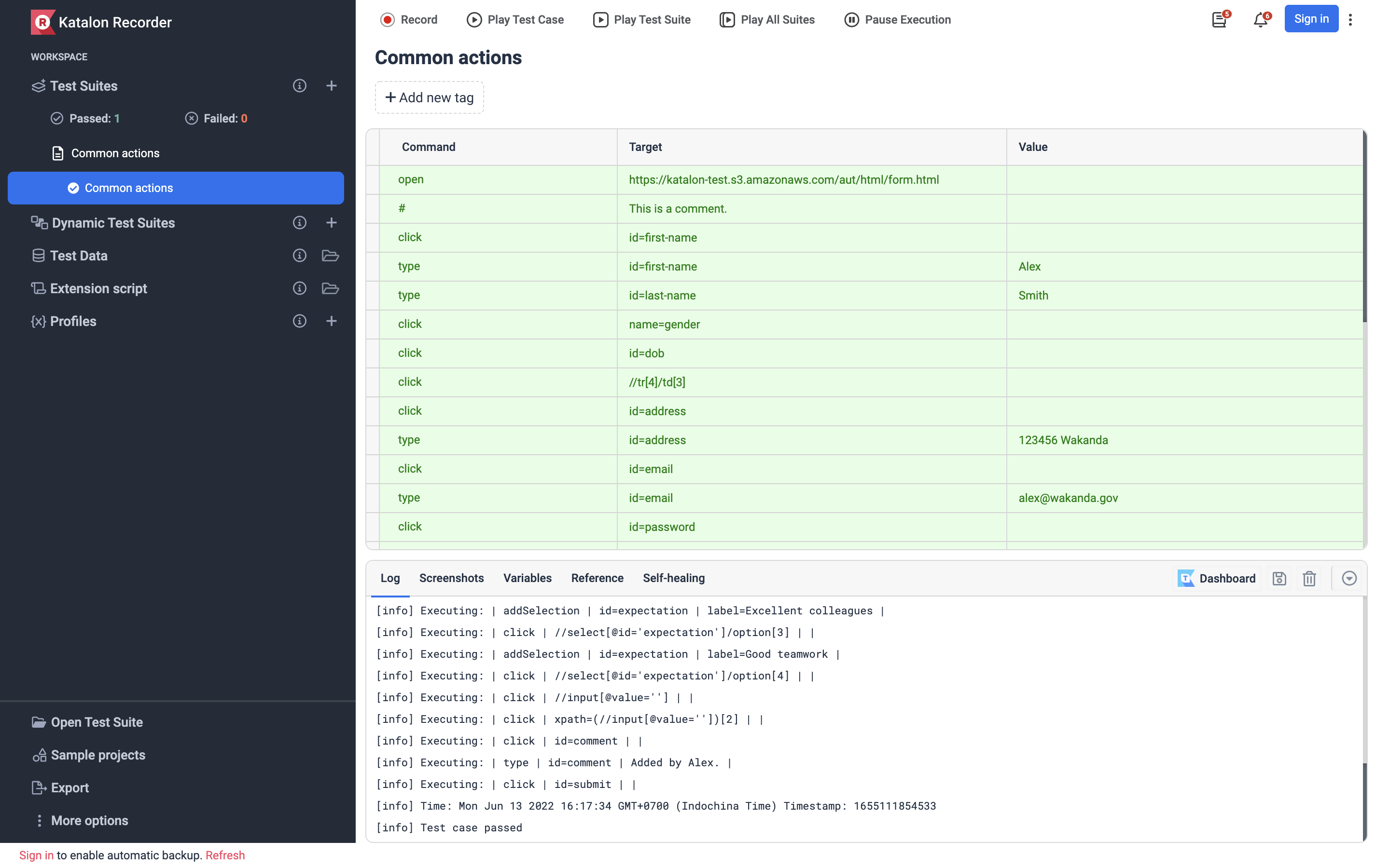 Katalon Recorder GUI Overview Katalon Docs