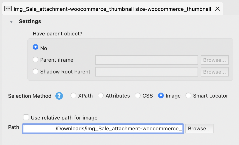 object screenshot absolute path