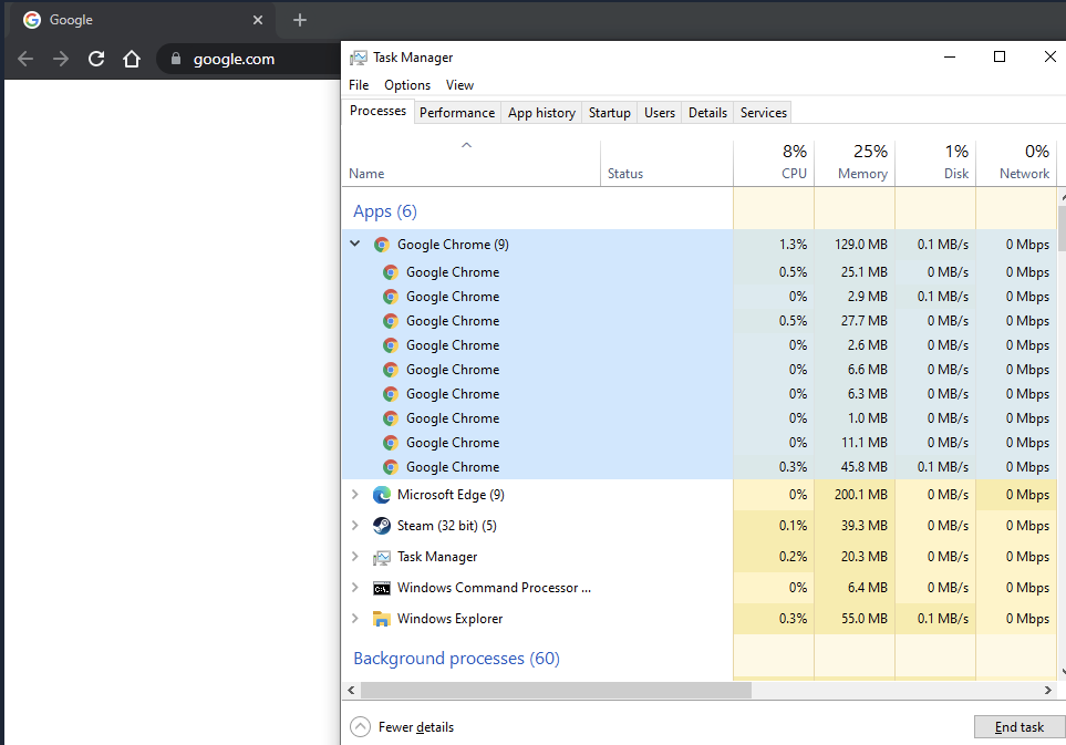 multiple Chrome processes