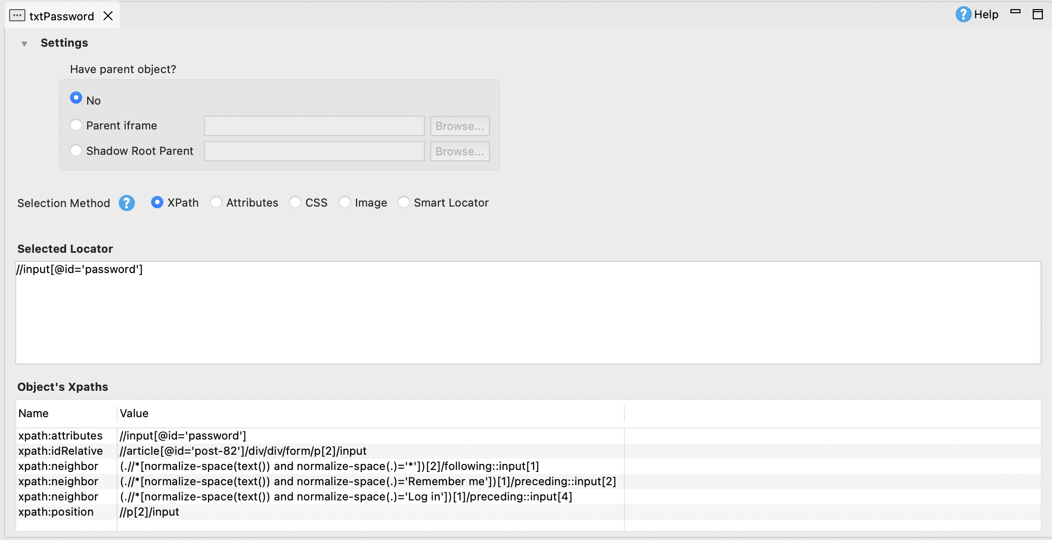 Object selection method