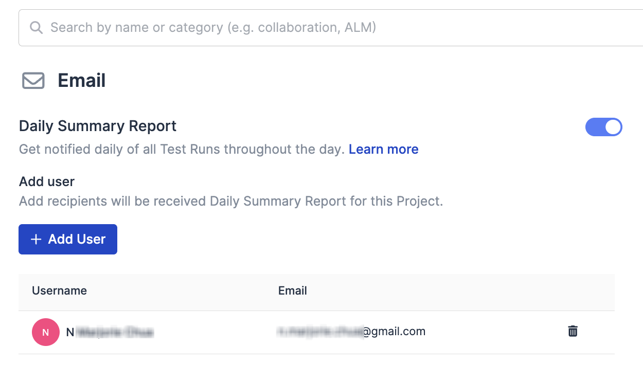 This image shows that a user had been added to the daily summary report email list.