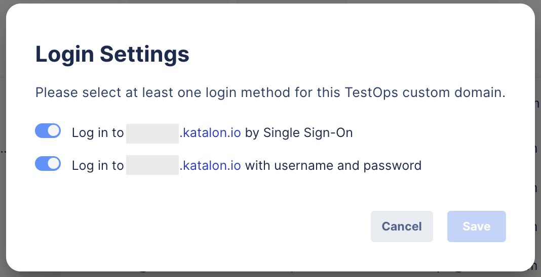 Login Settings dialog