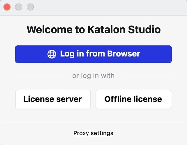 Studio login dialogs