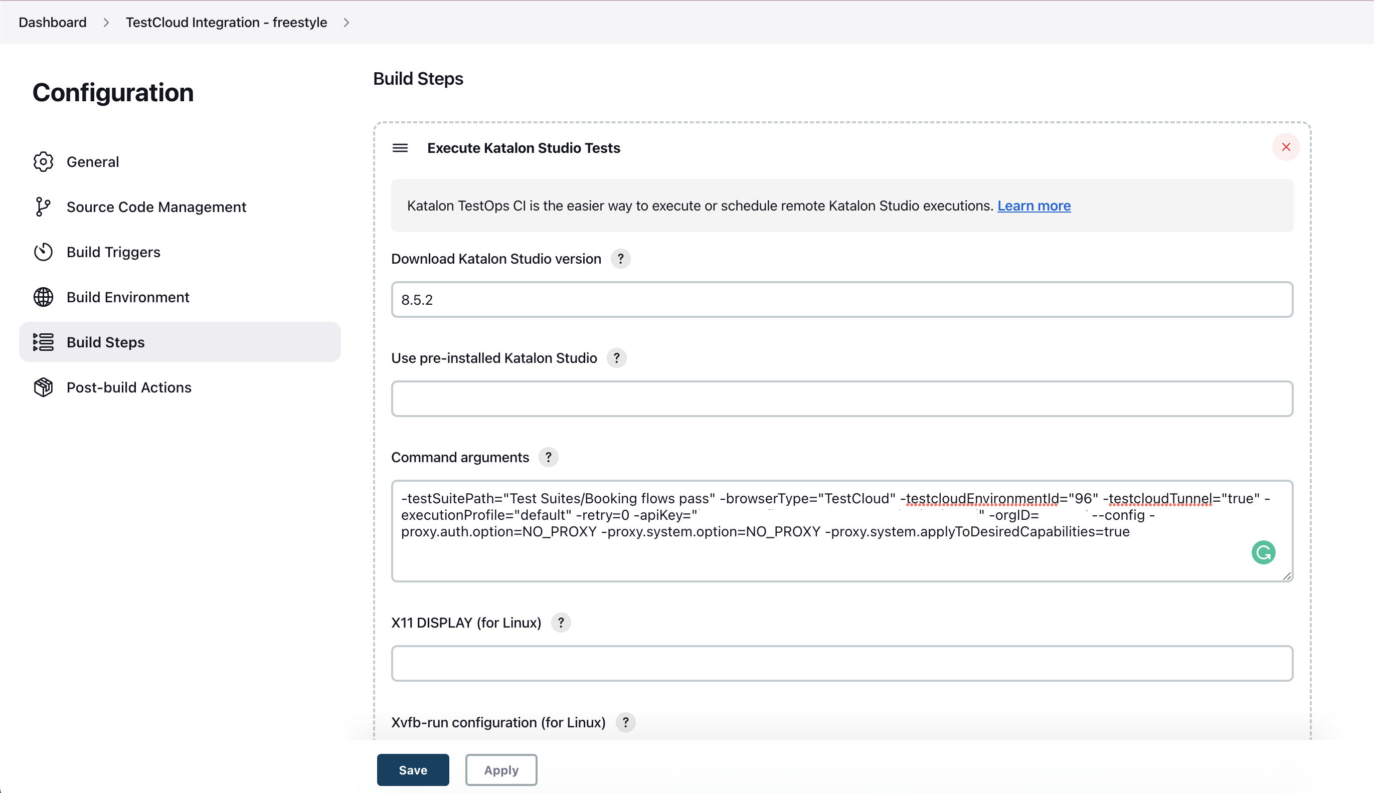 jenkins build command arguments